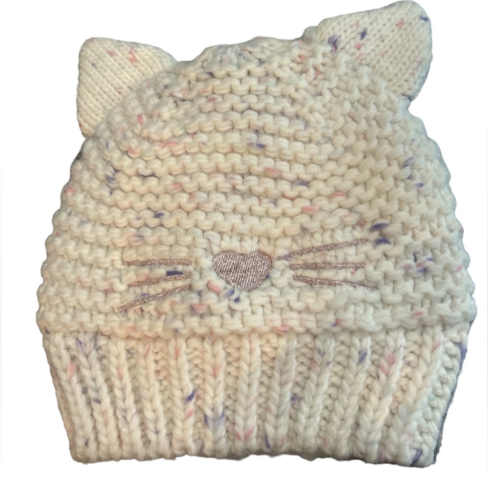 BabyGap Knit Kitty Hat, Cream, Pink, and Purple, Size S/M